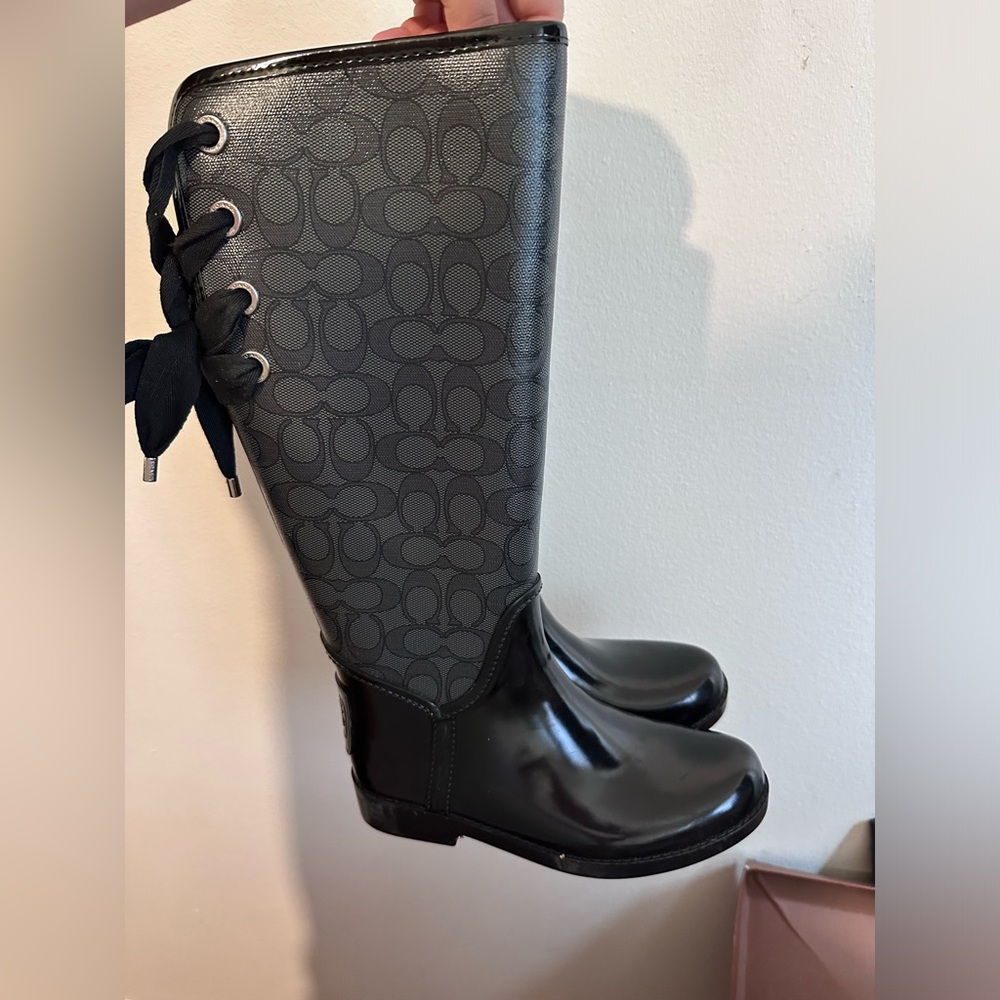 COACH Tristee Logo Lace-Up Rain boots size 5